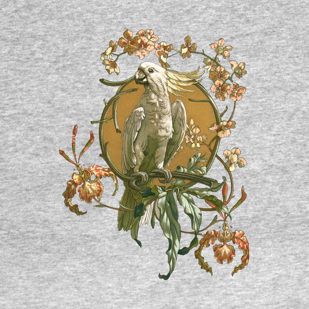 Vintage Cockatoo Bird with Orchids by MasterpieceCafe